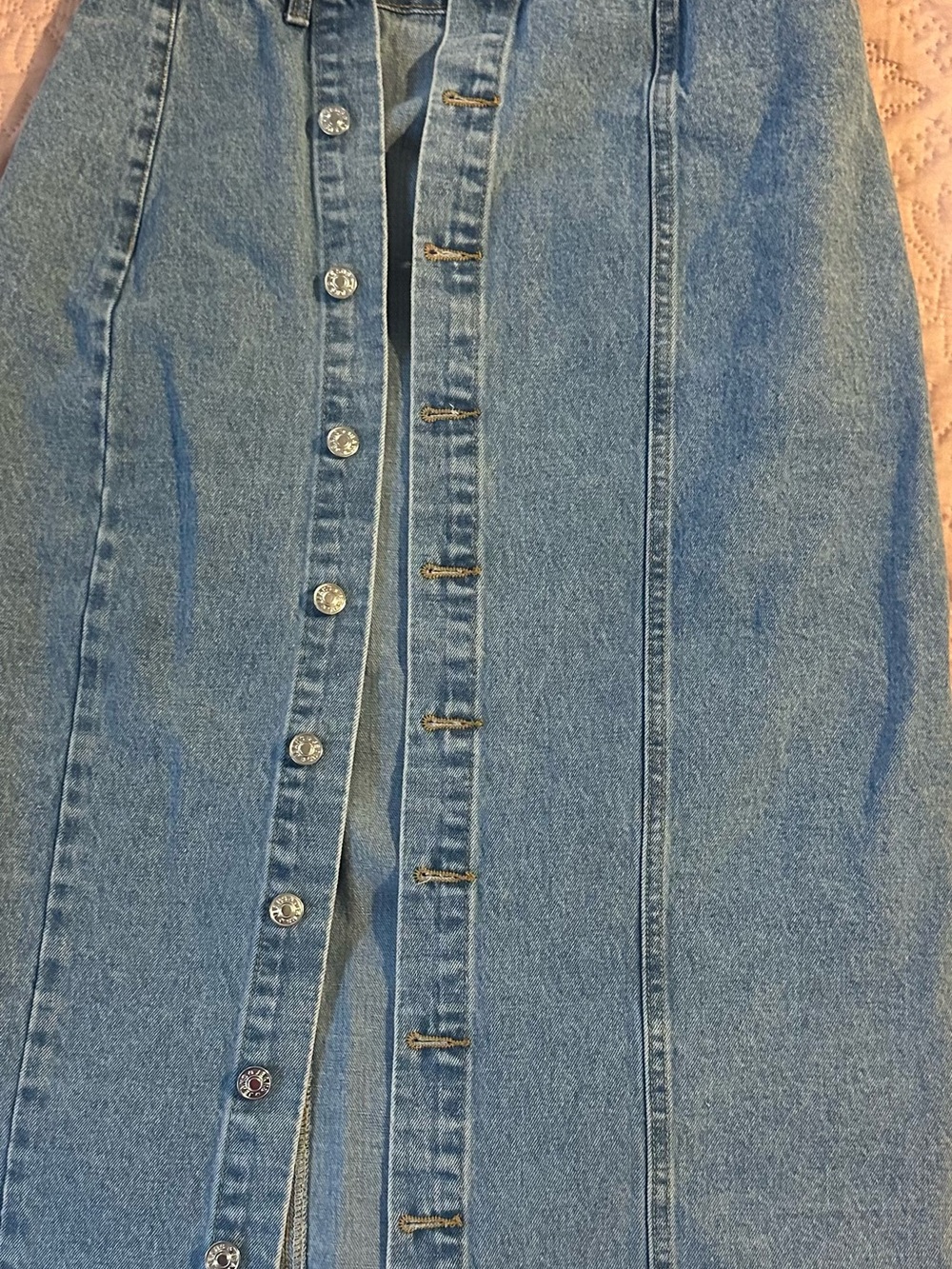 SHEIN Light Blue Button-Front Denim Skirt
